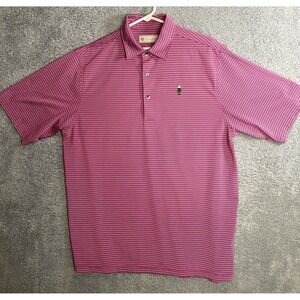 Donald Ross Polo Shirt Size Large Red‎ Stripe Golf Short Sleeve Maroon